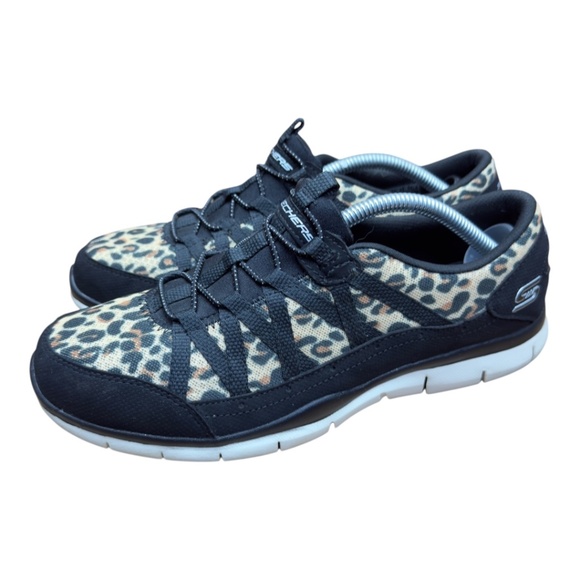 Skechers Shoes - Skechers women size 8 Leopard Print Sneakers with Black slippers on shoes